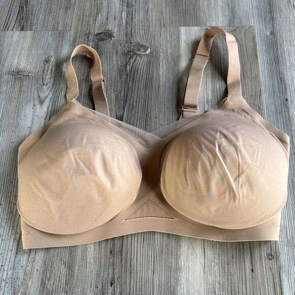 NWOT HONEYLOVE CROSSOVER WIRELESS BRA SAND Nude Removable Inserts 36DDD - Picture 2 of 8